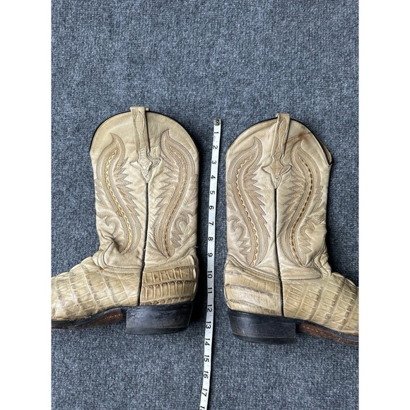 Mens Tony Lama Alligator‎ Belly Cowboy Boots Tan Leather 1980s, Size 8.5D main image 11